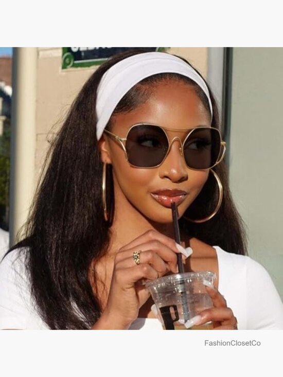 Oversized Aviator Sunglasses Metal Frame Square Punk Retro UV400 Protection main image 4